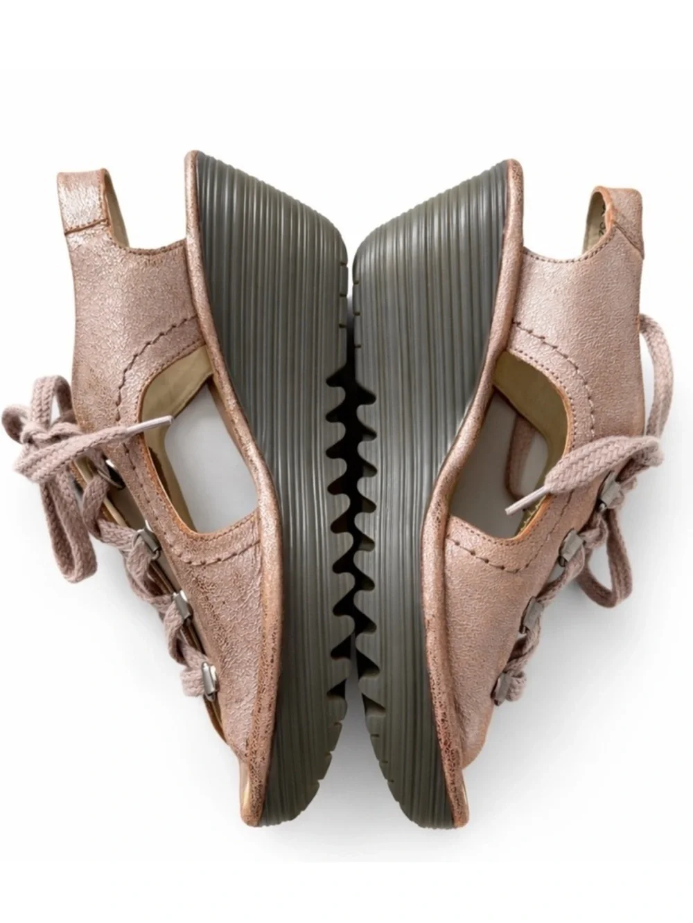 Fly London YIfa Luna rose gold wedge sandals shoes 38 7.5 8